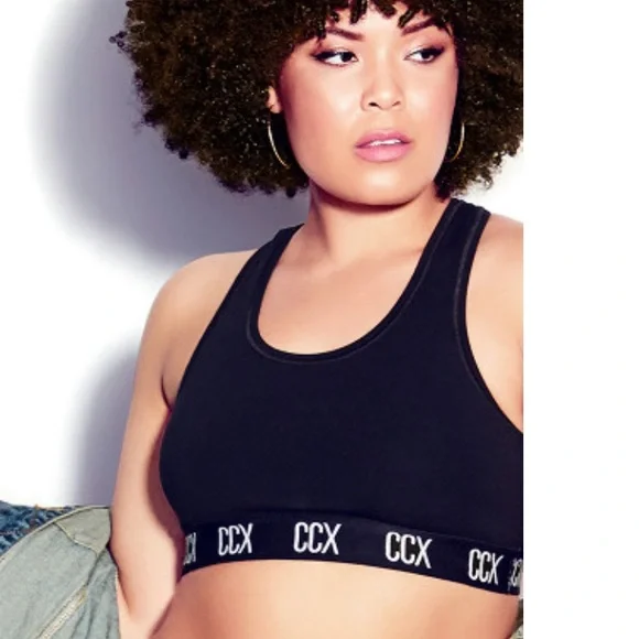 City Chic CCX Black Logo Crop Top Size S - Size 16 BNWT - Picture 5 of 7